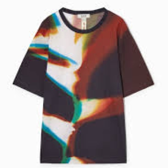 COS Lea Colombo Abstract Print T-Shirt XS Multicolor Short Sleeve Top - Picture 2 of 13